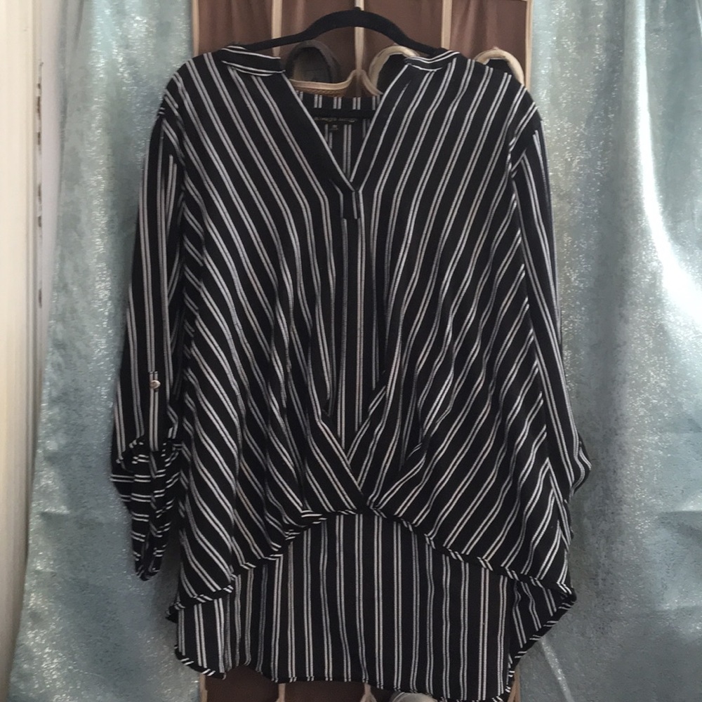 Striped long sleeve blouse